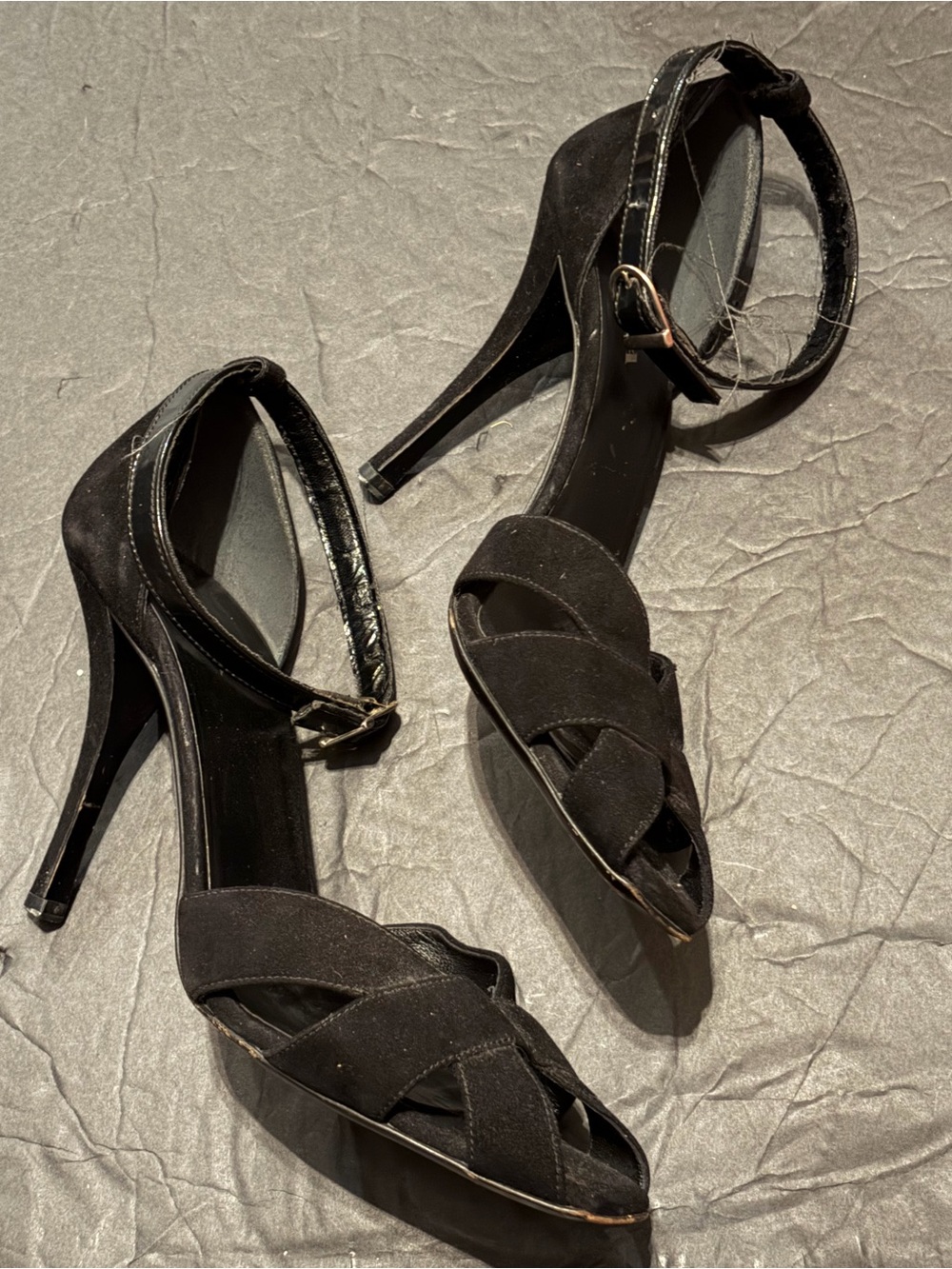 Prada Black Suede Knotted Ankle-Strap Stiletto Sandals size 40 - Picture 2 of 10